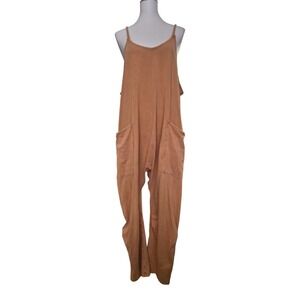 Free People  Movement  Toasted Coconut Hot Shot Jumpsuit Sz M